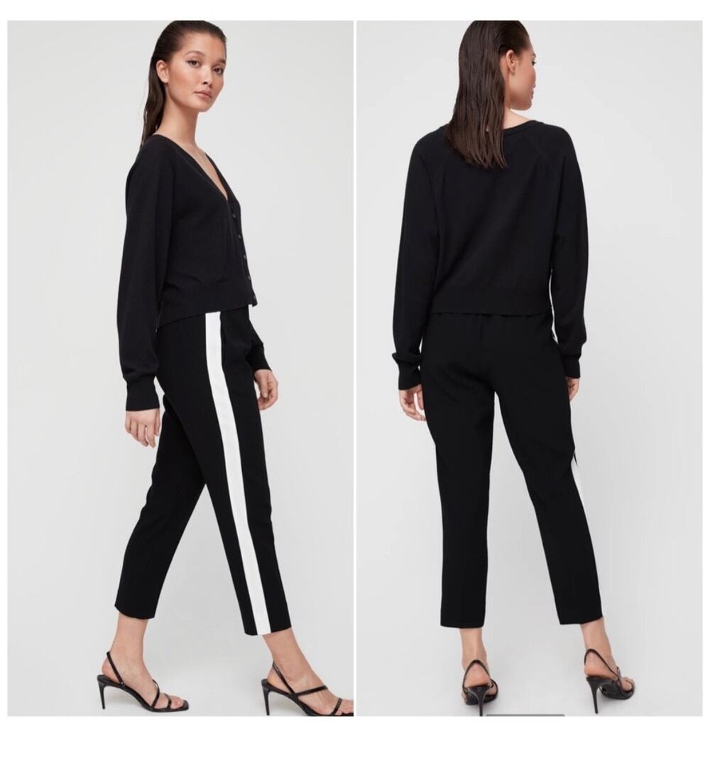 Aritzia Babaton Conan Pant Size 2 Black White Racing Side Stripe Pull On Chic